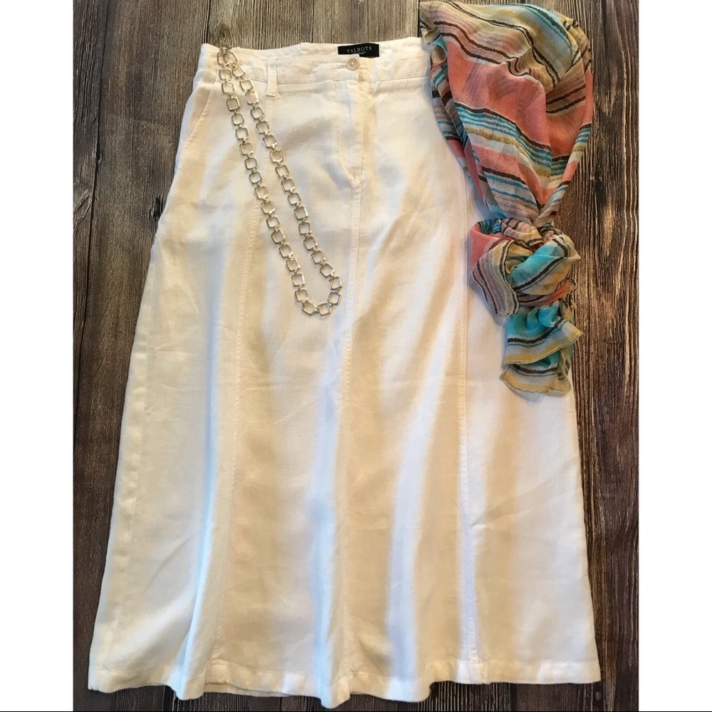 Talbots White Linen Long skirt size 10